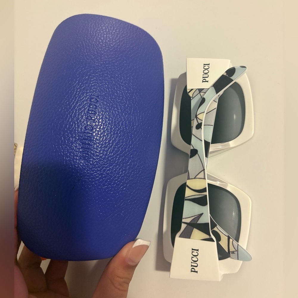 Emilio Pucci White and Blue Sunglasses